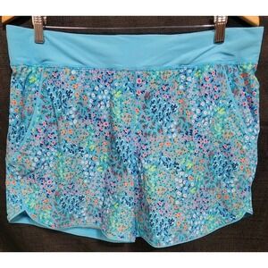 Lands End Plus Size‎ 5" Quick Dry Swim Shorts Women's Sz 14 Tropical Floral Blue